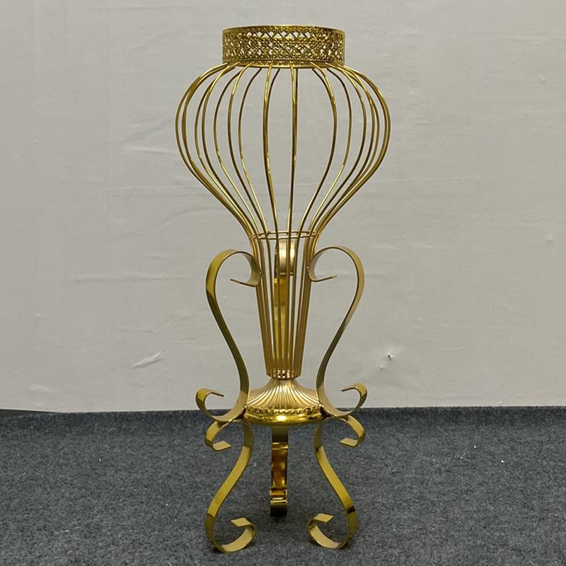 RKA器婚庆道具器铁艺插花金色镂空桌花路引婚礼布置桌花器皿主摆