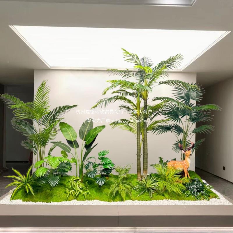 植商造景物热带雨林大假型景观绿植摆件餐厅场CKB楼梯下布置装饰