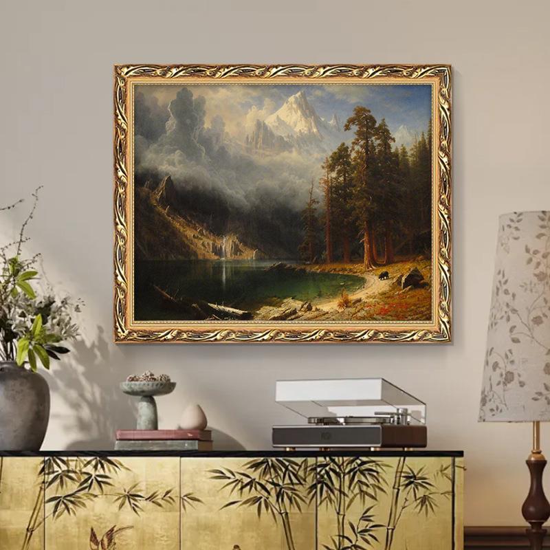 世界名画油欧式山厅水画客餐厅装饰画挂峡谷风景画美式玄PUZ关走