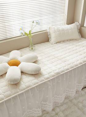 网红公主风卧室阳防飘firX6qMi窗加厚钉做滑垫子落垫地蕾丝花边窗