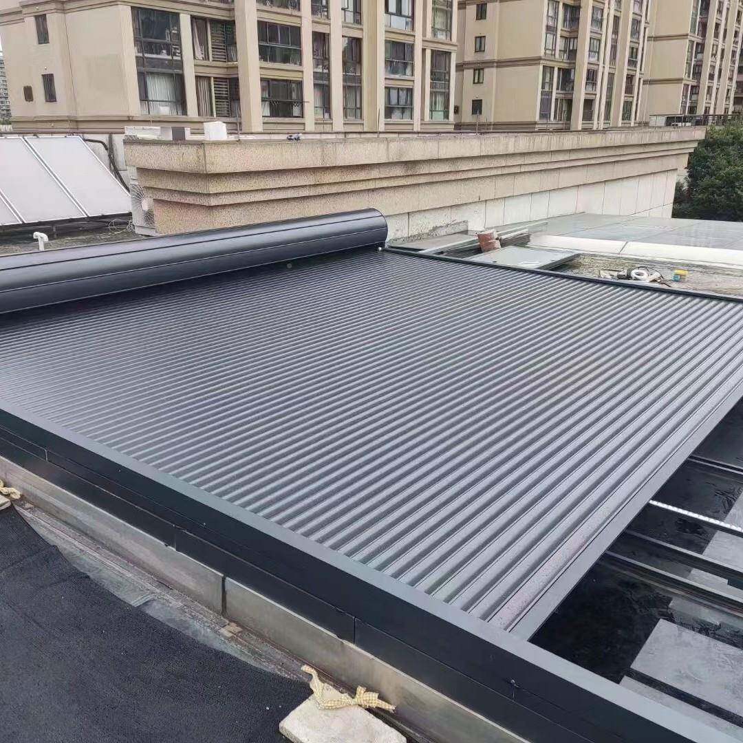 阳房动遮阳卷帘遥控遮阳天幕伸光缩顶帘户外玻璃隔房热防晒电铝合