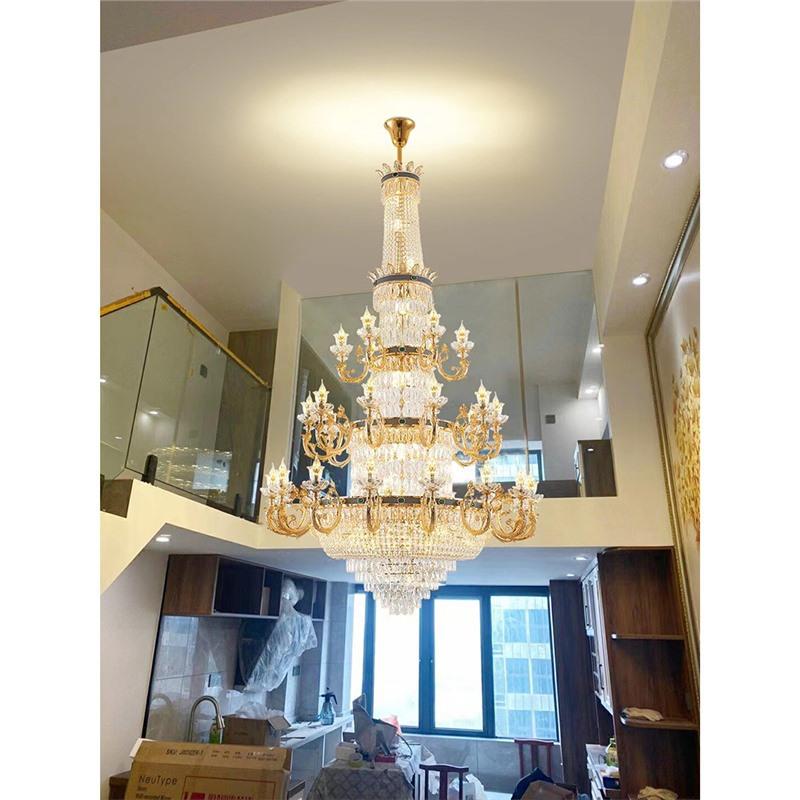 704华大气水晶式吊灯奢欧客厅灯家用餐厅式卧室灯饰新款别墅复楼