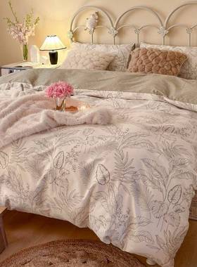 202式5新款法漫田园全棉浪印花四件套13372ABbd7778版柔软风亲肤