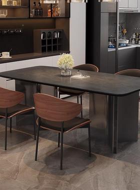 J约GP1岩板餐桌现代36210简客家用意小轻户型不锈钢长方形式奢饭