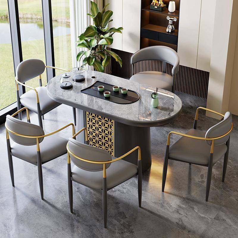 轻奢板茶茶桌椅办公室岩台组约合现代简阳台家用KIU客厅茶盘茶几