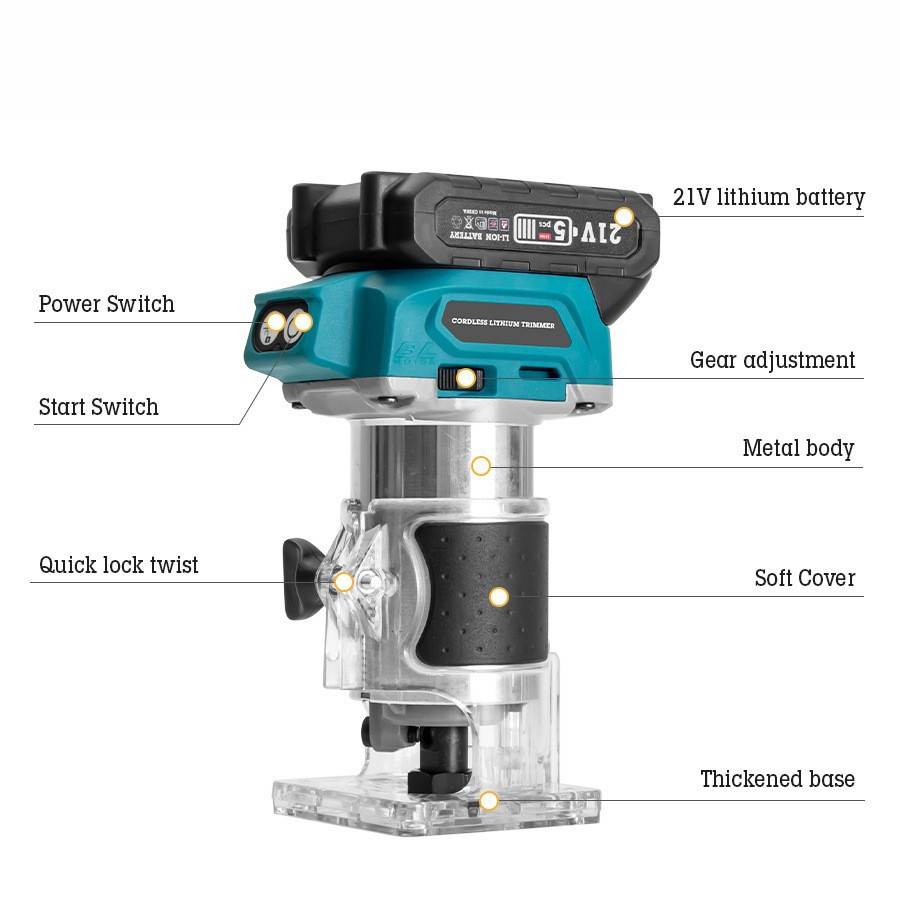 无刷锂电修边机电木铣雕刻机木工板开槽工具挖孔雕刻机小锣机