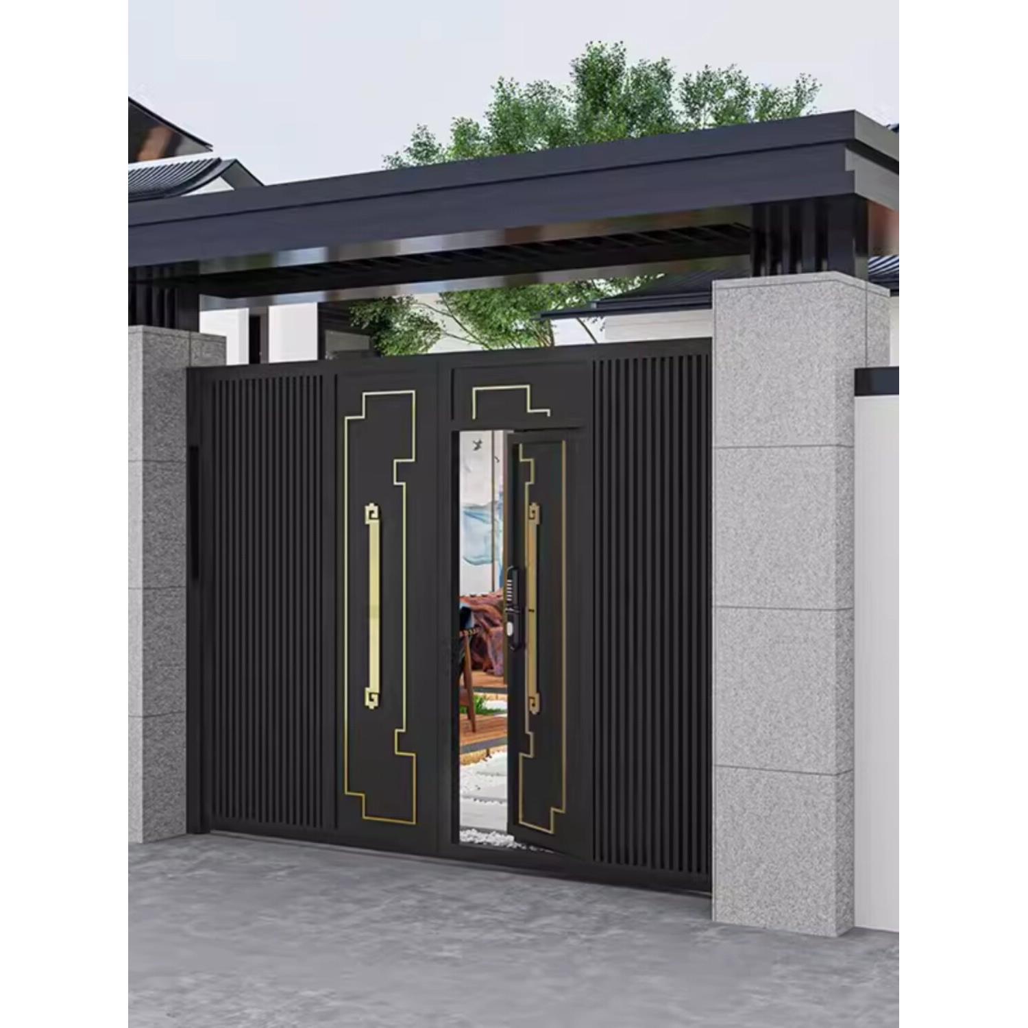 铝合金庭院门别墅铝艺门头不锈钢农村自建房户外电动门楼院子大门