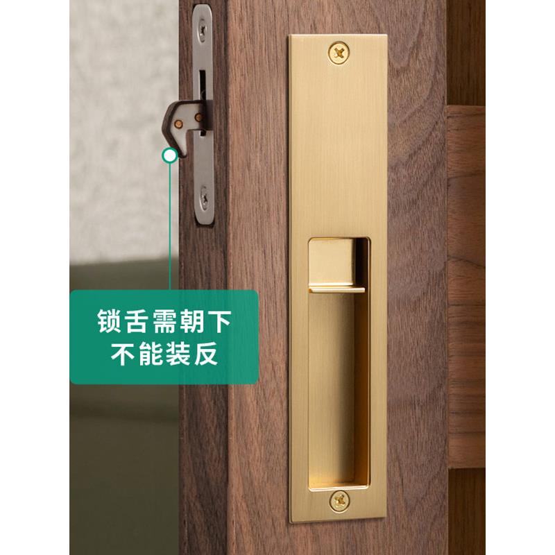 新款意大利AGB移门锁隐形推拉钩锁平面锁木门衣柜内嵌暗拉手