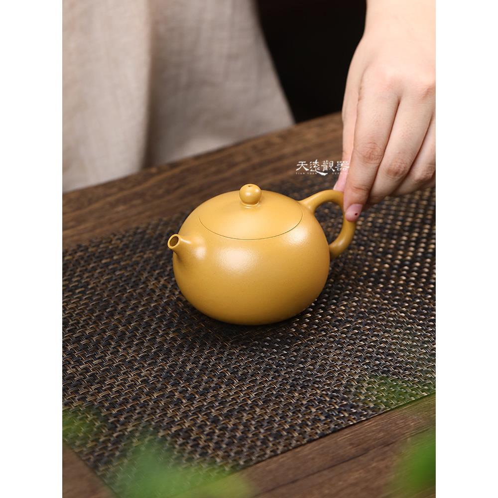 宜兴纯手工紫砂茶壶金朱砂大容量西施茶壶龙蛋茶壶家用茶壶茶具