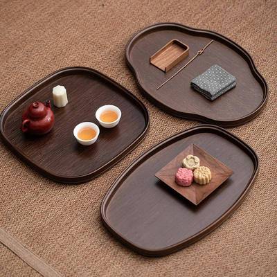 纳胡桃木色茶厅盘酒店餐盘餐木托MD780853盘长方形小盘子家用制茶