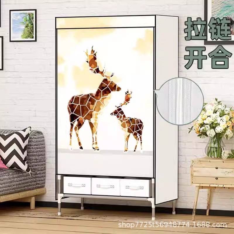 简易衣柜出租房用布衣柜钢管加粗加固全钢架衣柜家用卧室加厚布橱