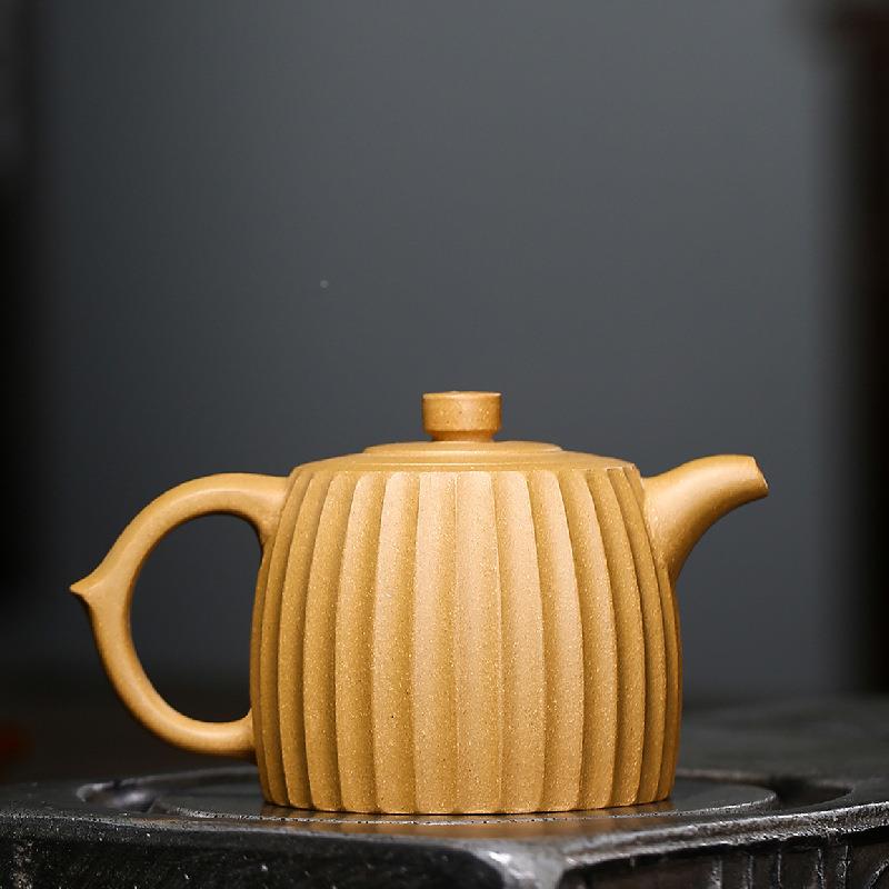 宜原矿紫砂HDJWJLH壶壶手工制兴作黄段茶筋纹井栏家用壶