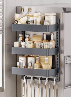 新款简约磁吸箱冰挂架侧面瓶纳厨房调味多T231213功能置物架收壁