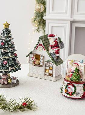 NUCHI音圣树脂八盒桌小摆件旋转圣诞793树水晶诞球圣诞装饰面品