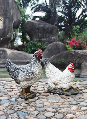园林出口农场公鸡11258800树脂摆件仿真物动户鸡鸭装饰院庭景观外