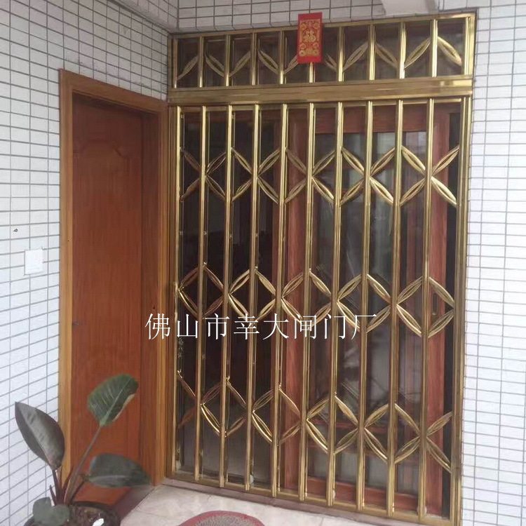 异型管304不锈钢拉闸门防盗推拉门阳台伸缩折叠门通风逃生门窗