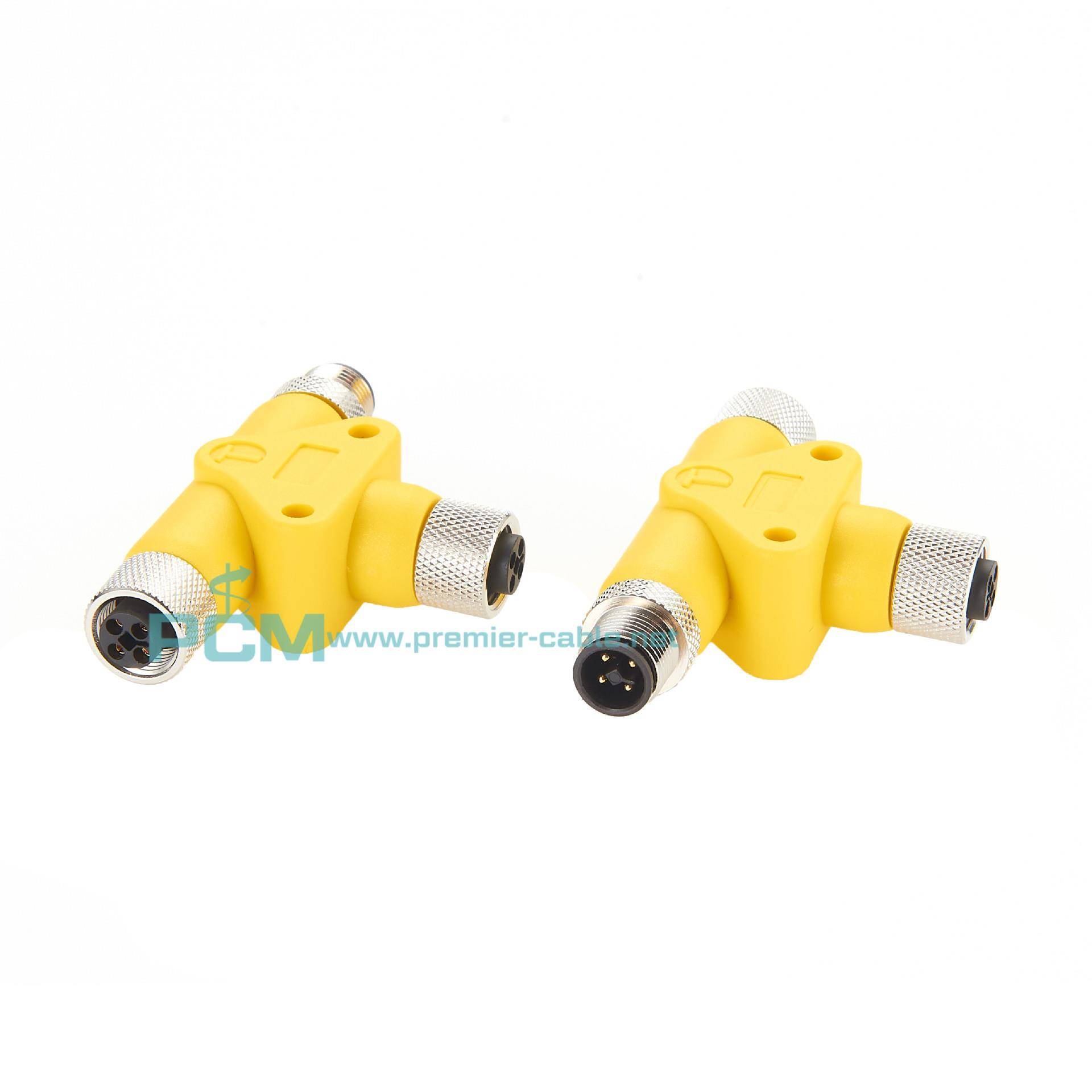 IP6M1TLM4137KS编码T型4芯公头母头器分路直插式电源2连接器