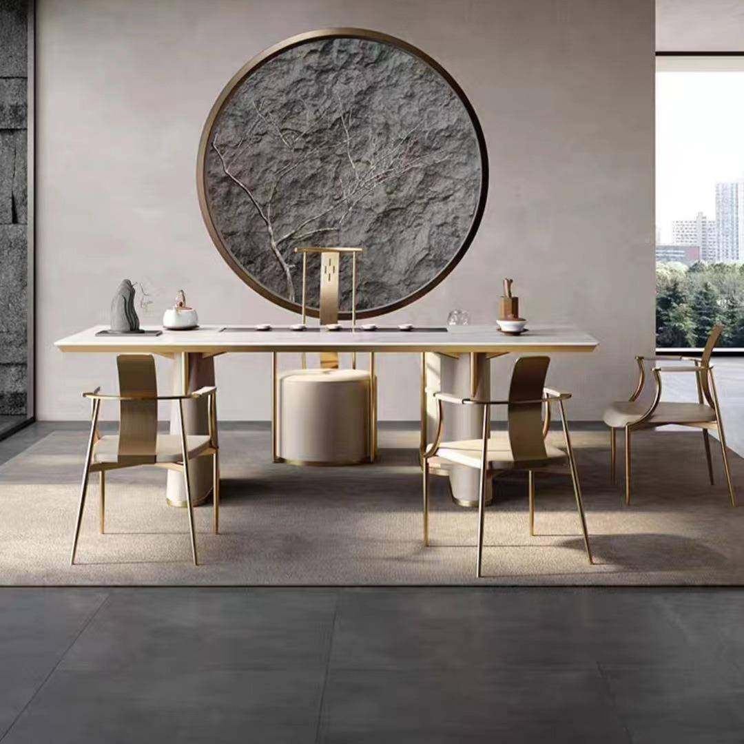 豪公华商高务家具轻奢岩板办室档设计师客厅家用泡茶桌UJK副柜组