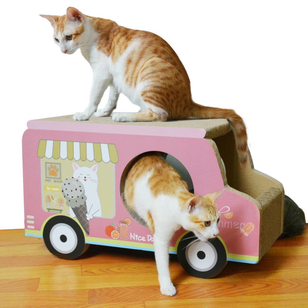 瓦楞猫板猫窝汽车猫抓咪汽车抓板纸校车猫爪板小加硬耐抓大号车子