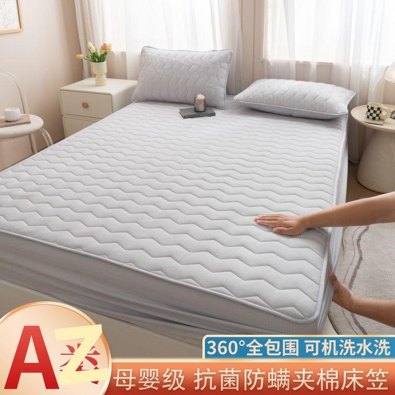 a类母婴级棉花床厂家直供笠夹包棉厚床加罩全床垫保防护套防尘滑