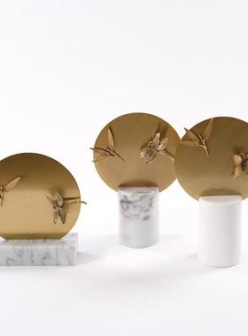 新中式创几意金属装古饰摆设书房茶办公桌书柜博架售楼处软YH007