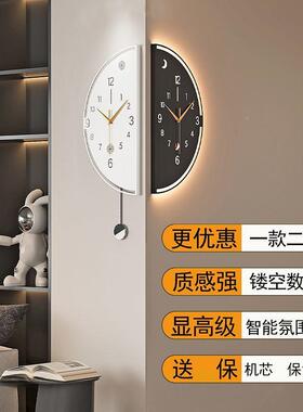 205新款钟现代简约AL100357客厅拐角双面挂钟家用转角时餐厅2钟表