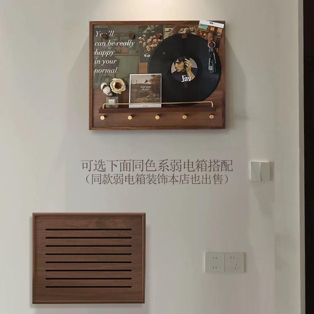 黑胡桃遮电表箱1112装饰实木新中式画电闸箱配电箱弱箱电挡开门款