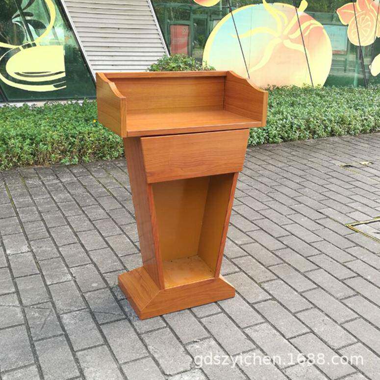 户外物业接待台迎木纹色讲宾登记餐厅店不钢演讲台酒发言台咨询台