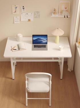 奶油风可折叠脑桌台办书40343桌家用公桌卧电室简易式学习写字桌