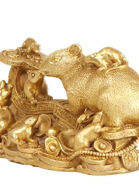 杨艺铜记铜器铜如意鼠摆件鼠十二生肖工品摆件0117如意鼠