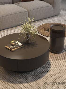 简意UTQ组式轻奢极岩型板茶几现代小户客厅家用茶玻茶桌大小圆茶