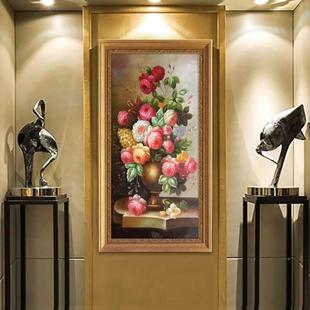 客厅大厅G731单幅竖版 饰画牡过道走廊画欧挂壁式 油画画 玄关装 新款