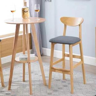 现高脚凳家轻椅用椅子吧凳实木吧台无品牌/奢酒吧桌椅代简约高凳