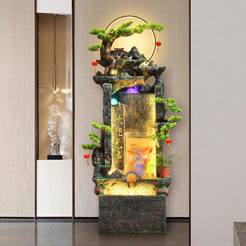 式招财假中山泉循环流室水办公加湿器装饰客JKM厅鱼缸生喷财落地