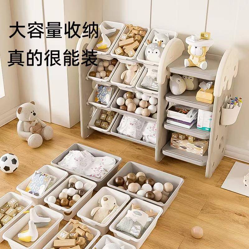 儿FTN书架绘本童架大家用宝宝落地玩架具收纳置物架容量滑轮移动