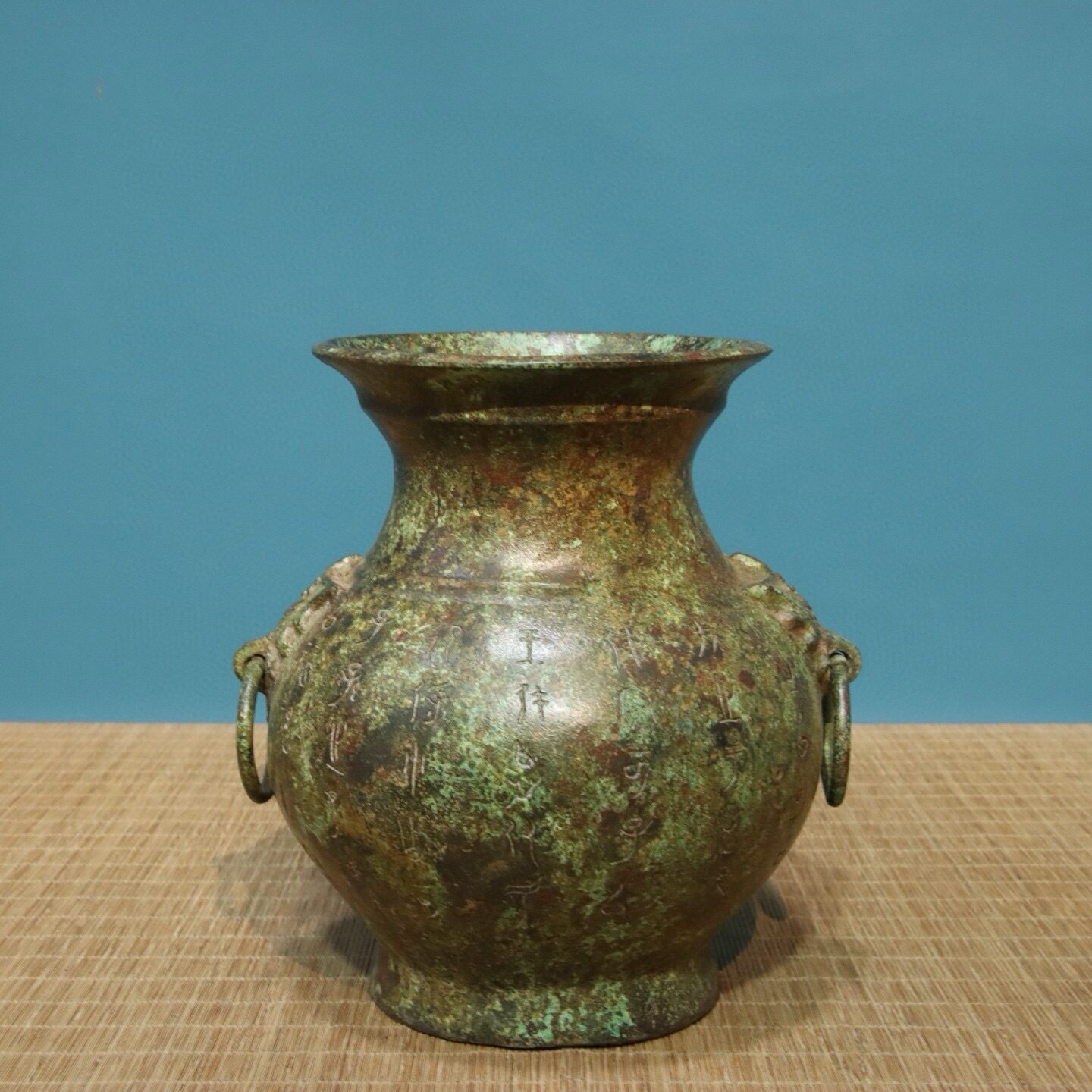 古玩仿出土青铜器摆件仿古收藏做旧双环罐青铜工艺品