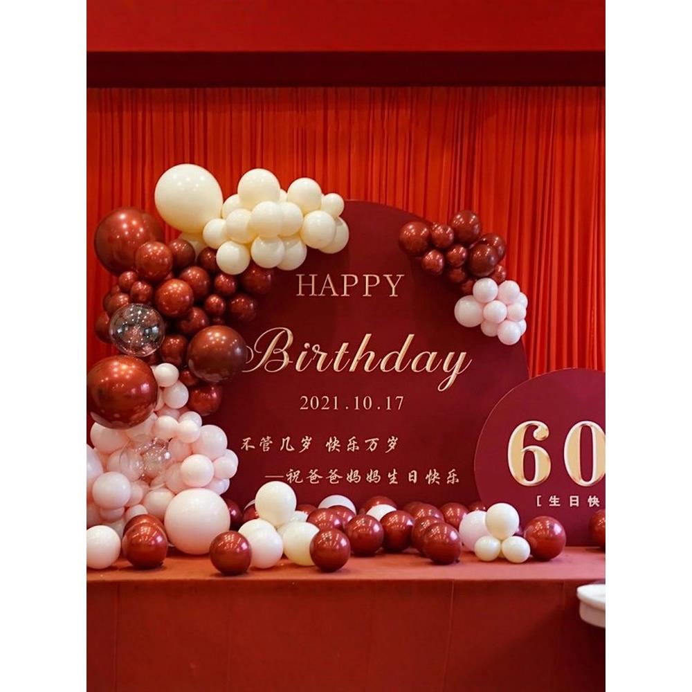 5060岁妈妈生日装饰场景布置70大寿老人过寿宴气球氛围kt板背景墙