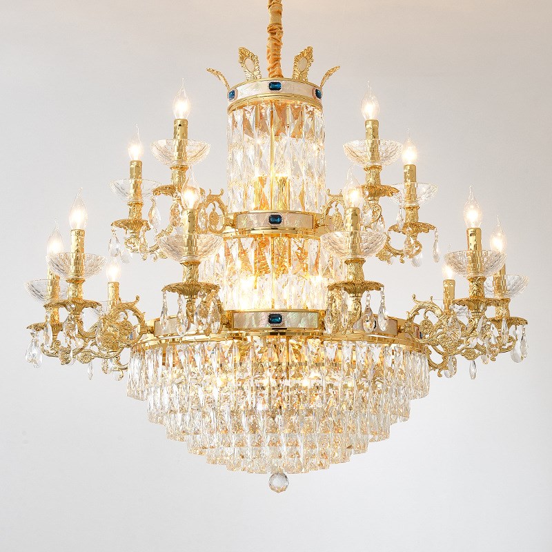 欧式客厅吊灯餐厅水晶灯奢华别墅复式楼酒店法式锌合金吊灯工程灯