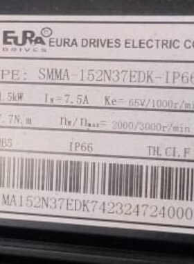 全新原装EURA SMMA-152N37EDK-IP66 欧瑞伺服电机1.5KW