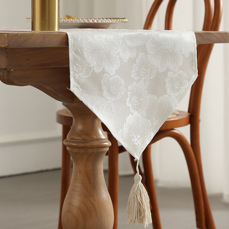 新款轻奢高端茶几百合花桌旗美式复古高级感餐桌桌垫桌旗厂家