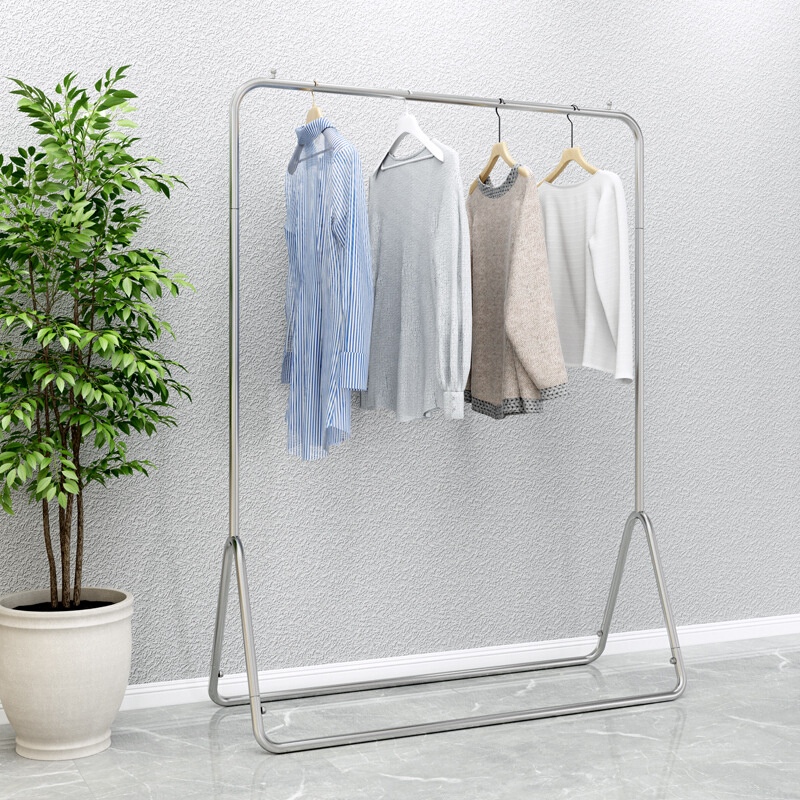 直播间挂衣架不绣钢衣帽架服装店展示架落地式简约卧室阳台挂衣架