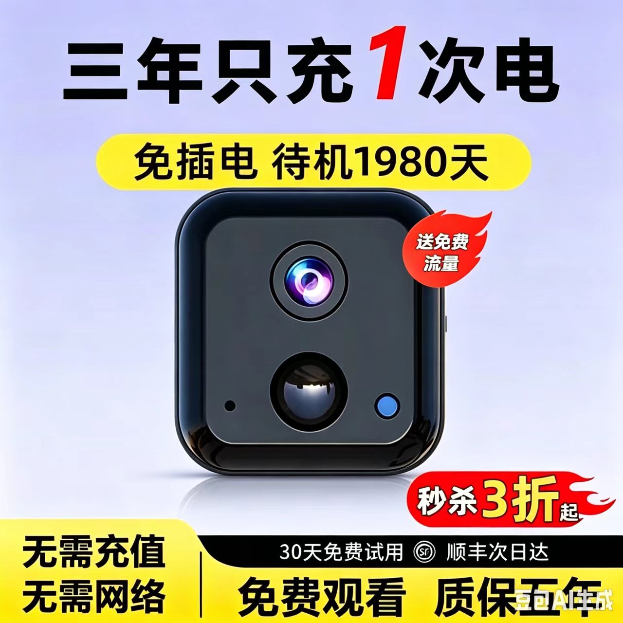 摄像头免插电家用车载宠物超高清