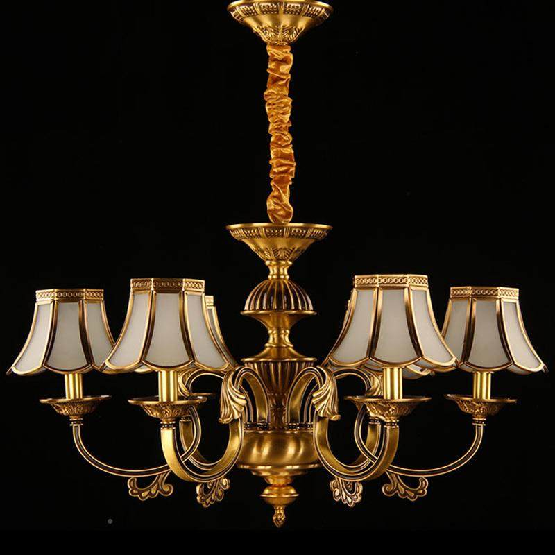 欧式全铜吊灯客厅餐厅卧室6头铜艺灯美式代简无品牌/约铜艺简具灯