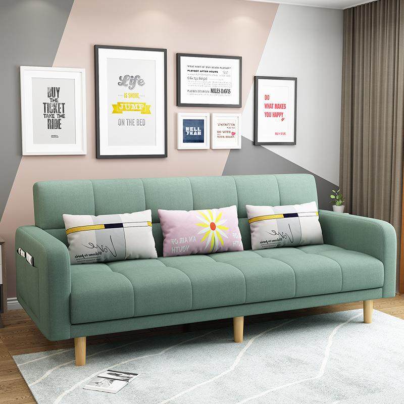 型小户型客简约出租房经济懒YXJ人免床洗科技厅布折叠布艺沙发两