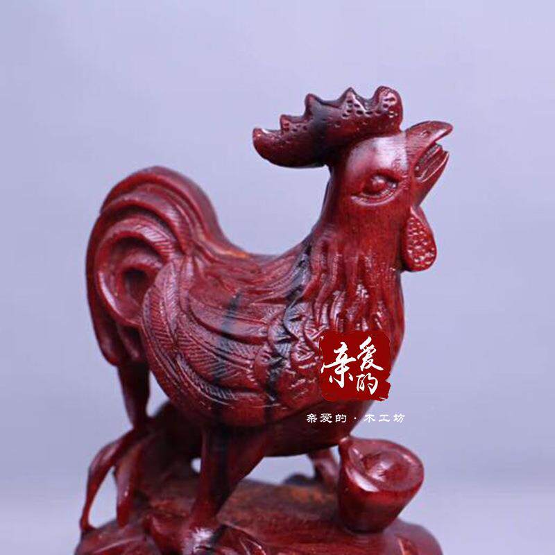 印小叶紫家居桌檀面文小摆件金鸡IKG手把度玩车载酒柜装饰木质工
