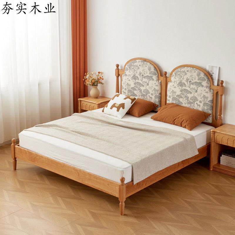 仲夏床法式复古黑0504软.包1.8米床北美胡桃木布艺床15米主卧双大