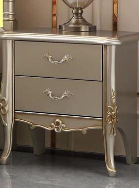 20式25ESL奢现代香简约卧室床头柜法整装轻槟色床边柜实木收纳储