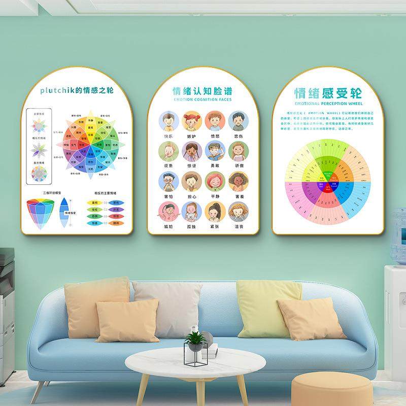 心理饰咨询室挂图学画校灵驿站挂画文化墙布OWK心置壁辅导室墙面