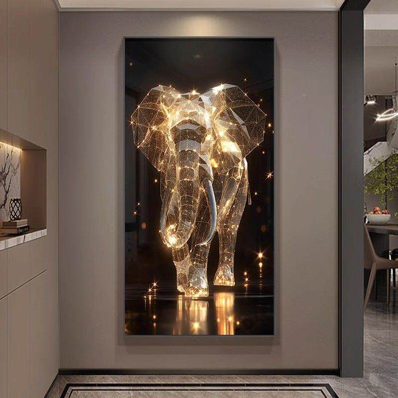 现BAU代象轻奢玄关装饰过画气大象吉道走廊尽头挂画入户门壁画大