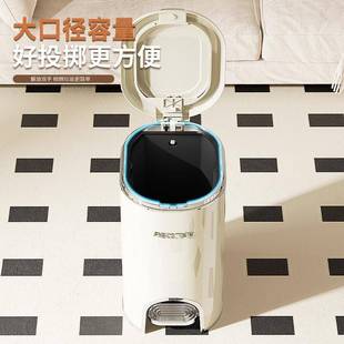 金属垃圾桶轻奢风大量盖收纳桶客厅办公FRO室双脚踏开盖带式 桶纸